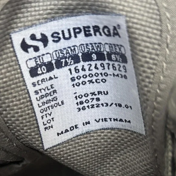 Superga 2750 Cotu Classic Grey Canvas Low Top‎ Sneakers Unisex M-7.5 - Picture 7 of 7
